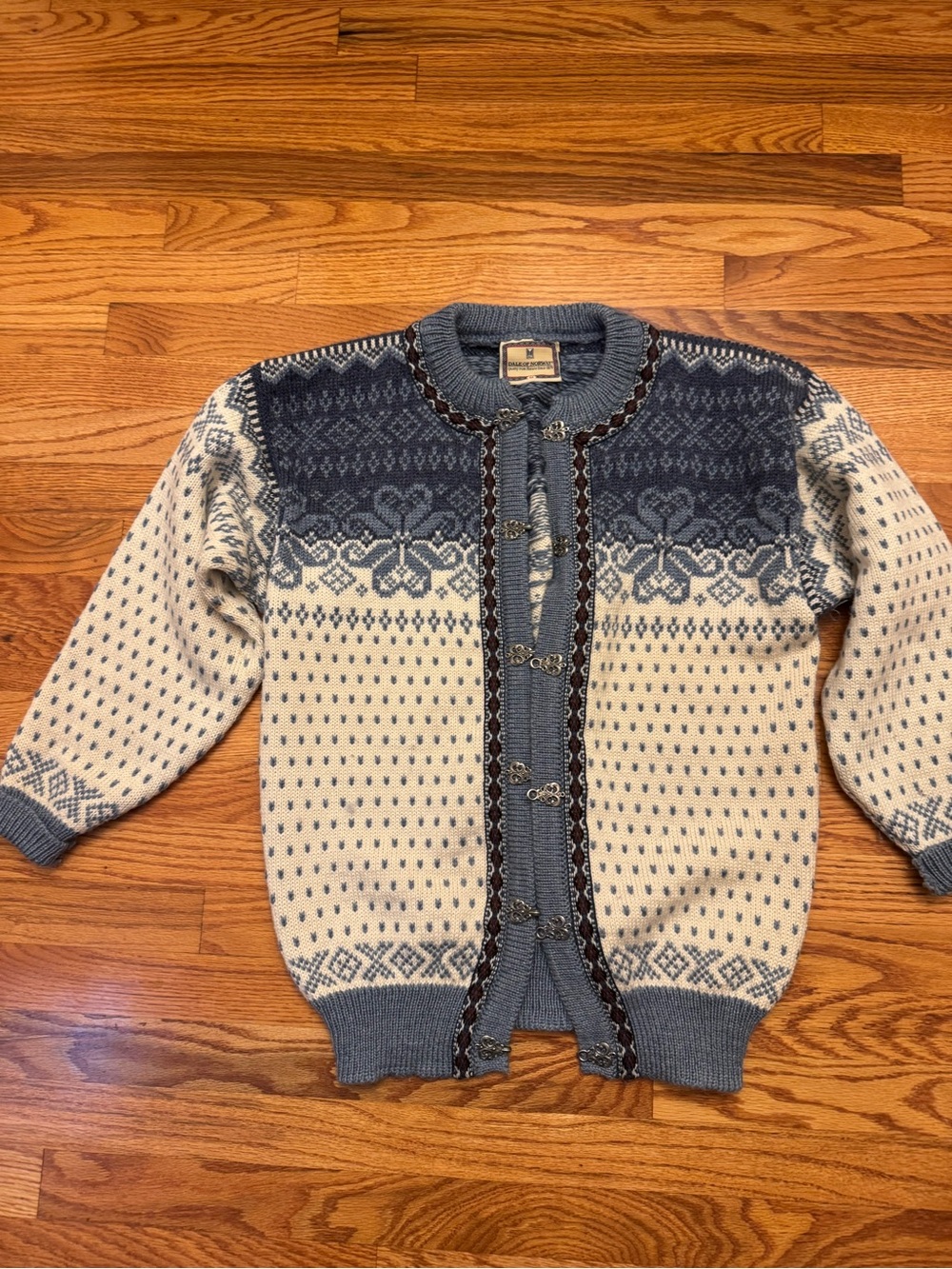 Dale of Norway Blue and Cream Nordic Knit Cardigan